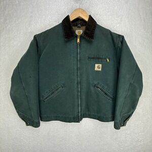 Vintage Carhartt Detroit Jacket Blanket Lined Mens Large J43 HTG Hunter Green